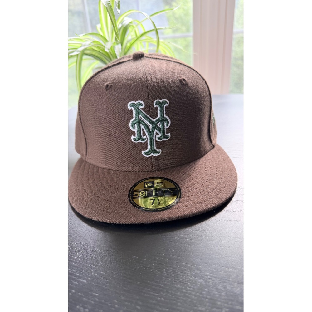 New Era 59FIFTY New York Mets Fitted Hat Brown Green Size 7 1/8 Grey Undervisor